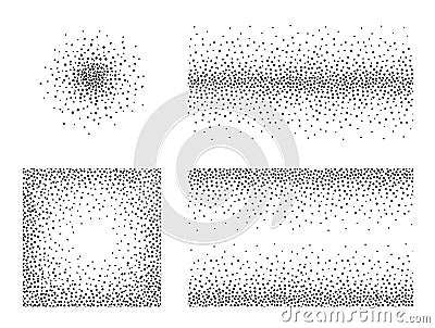 Gradient textures. Set of abstract grainy dotted backgrounds. Vector Illustration